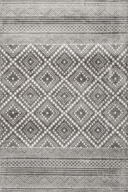 River Washable Diamond Rug | Grey