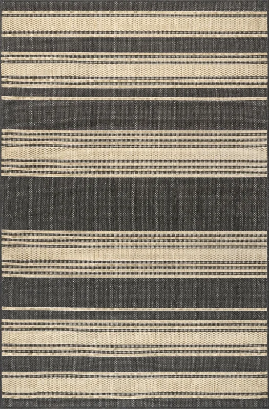 Romy Striped Indoor/Outdoor Rug | Charcoal