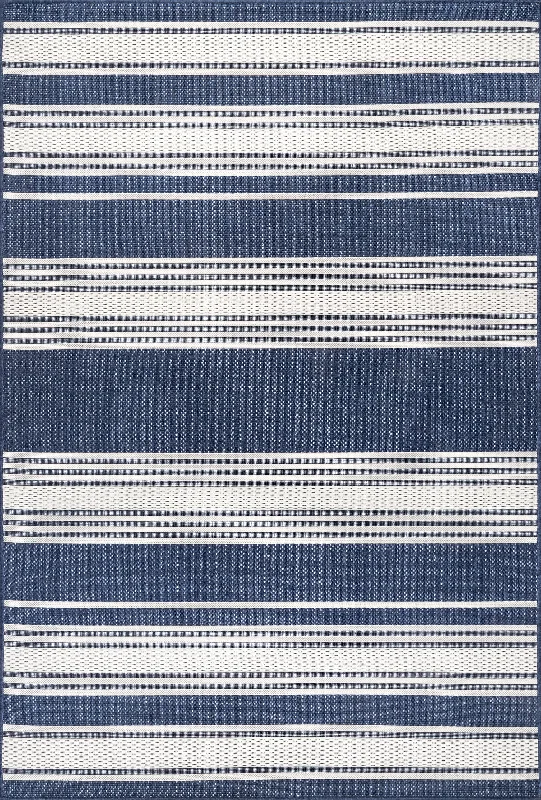 Romy Striped Indoor/Outdoor Rug | Navy