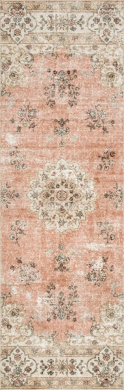 Rosette Medallion Washable Rug | Peach