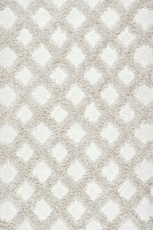 Shaggy Diamond Trellis Rug | Ivory