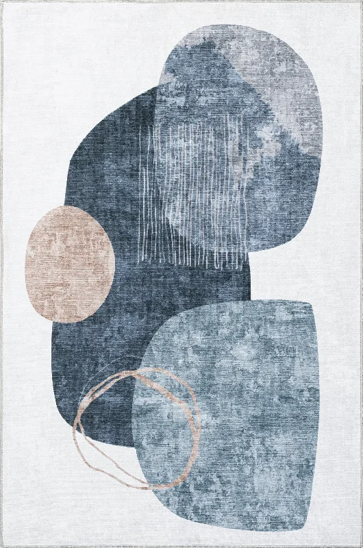 Shilah Washable Abstract Rug | Blue