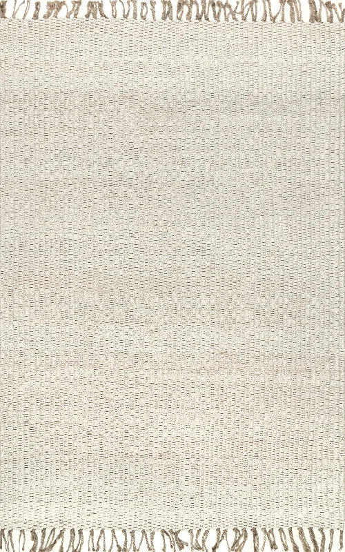 Solid Jute Tassel Rug | Off White