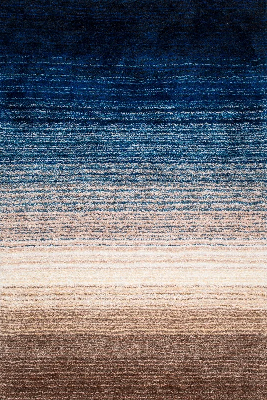 Striped Shaggy Rug | Navy Multicolor