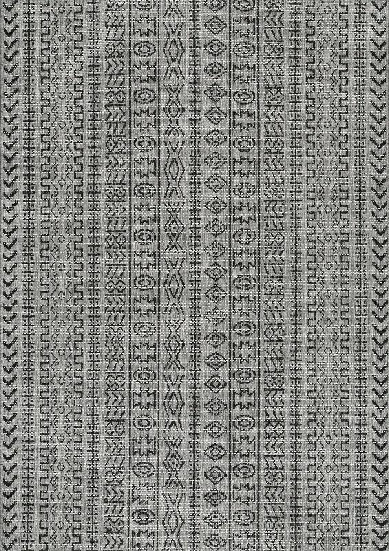 Striped Tribal Indoor/Outdoor Rug | Grey