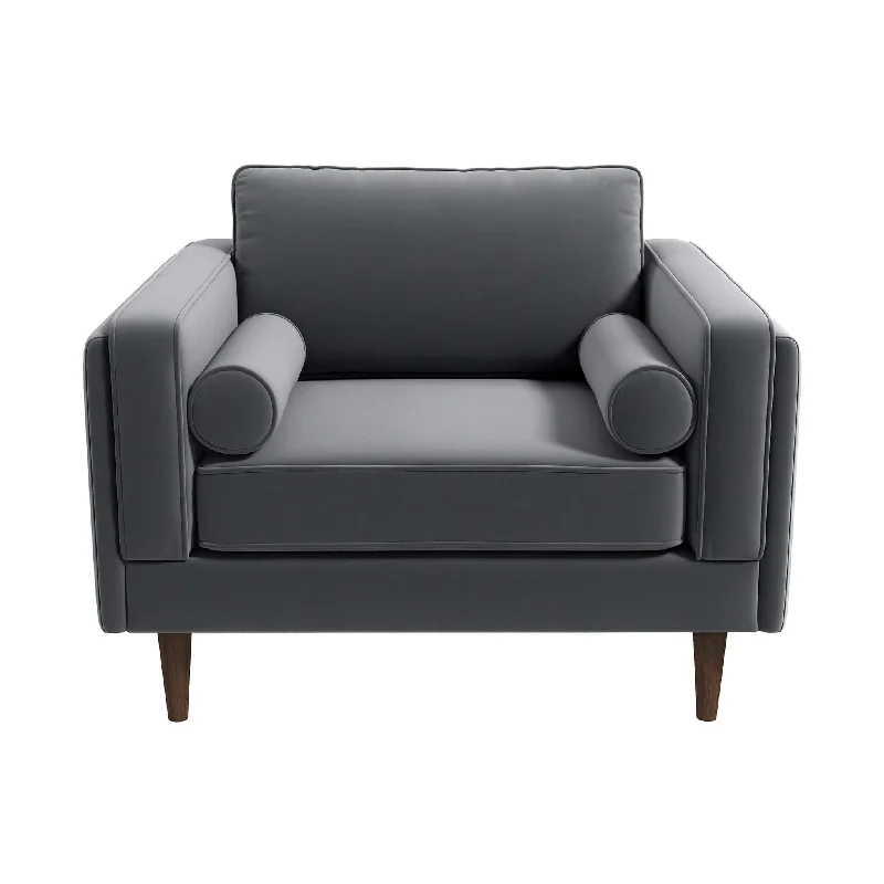 Fordham Grey Velvet Lounge Chair