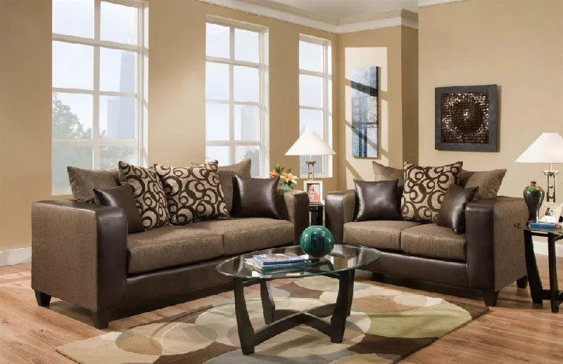 Espresso Sofa and Loveseat