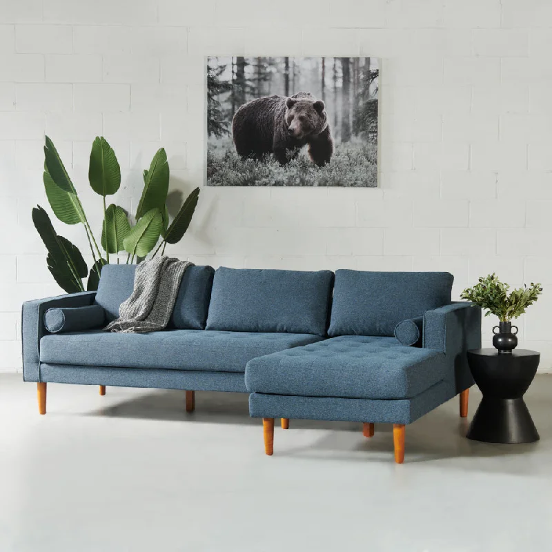 FONDA - Blue Fabric Sectional Sofa - Left