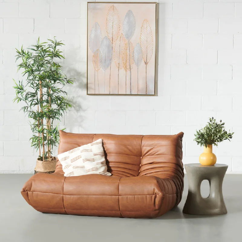 KABINE - Brown Vegan Leather Two Seater Module