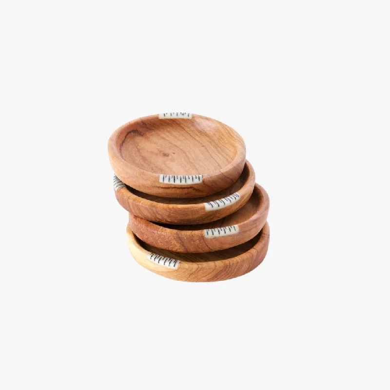 Kenyan Wild Olive Wood Coaster Set