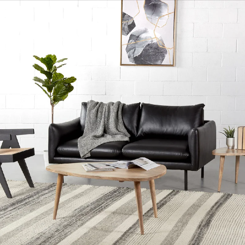 MAPLETON - Black Vegan Leather 2-Seater Sofa