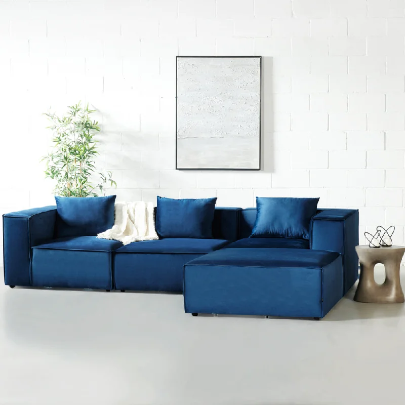 MASON - Velvet Blue Modular Sectional (4 piece)