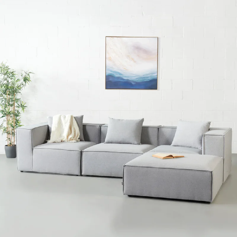 MASON - Grey Fabric Modular Sectional (4 piece)