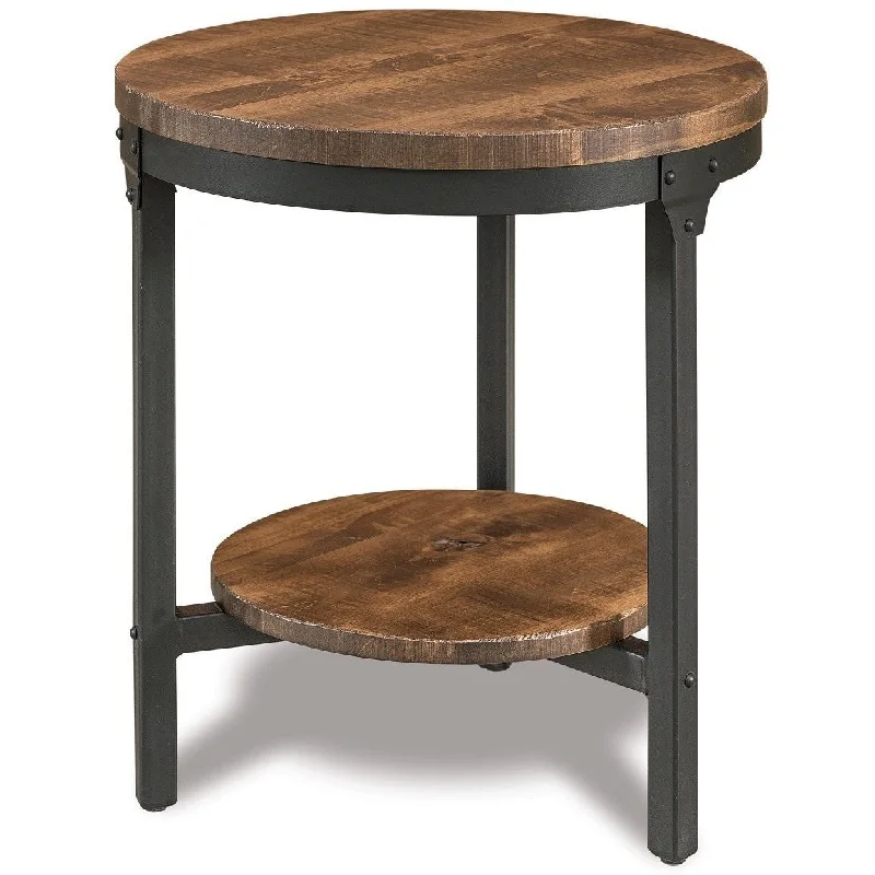 QW Amish Houston Round End Table w/ Steel Base