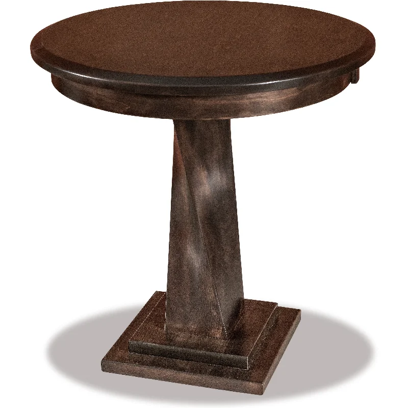 QW Amish Lexington Arc Round Pedestal End Table