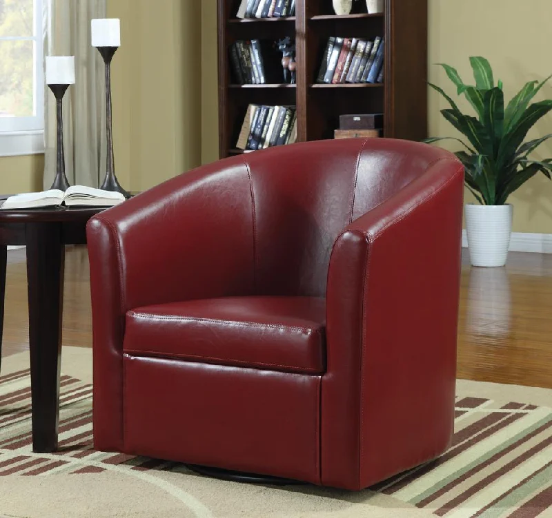 Turner Red Upholstery Sloped Arm Accent Swivel Chair