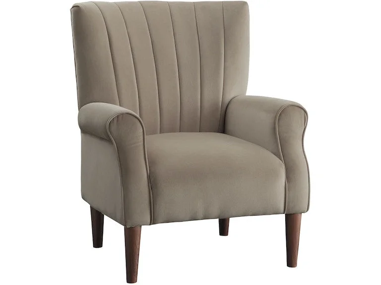 Urielle Brown Gray Velvet Accent Chair