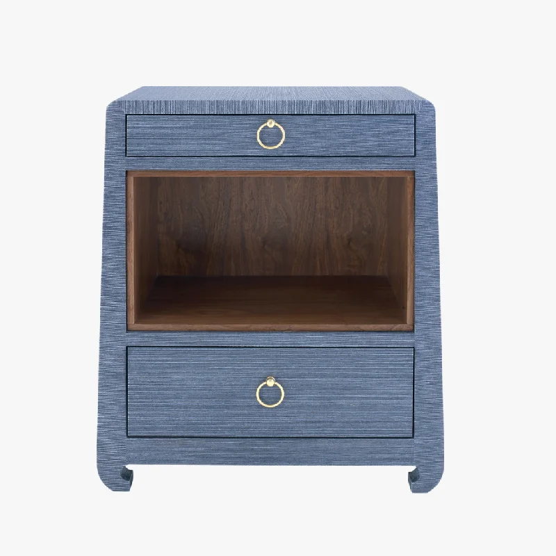 Zen Navy Grasscloth Side Table