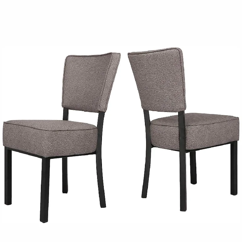 Set of 2 Kitchen Dining Chairs PU Leather Side Chairs with Soft Cushion, Gray