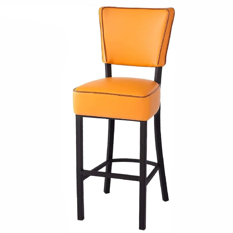 30" Upholstered Bar Stools Kitchen Chairs Counter Pub Leather Dining Chairs, Orange