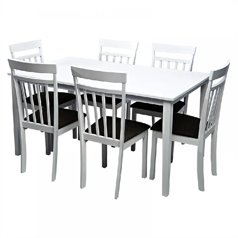 AFT Solid Wood Dining Table, 6 Seater - White