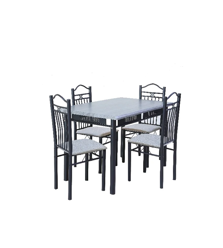 Aft Wooden Steel Metal Dining Table Chairs Set Modern Dining Room and Kitchen AFT-1204F 1+4