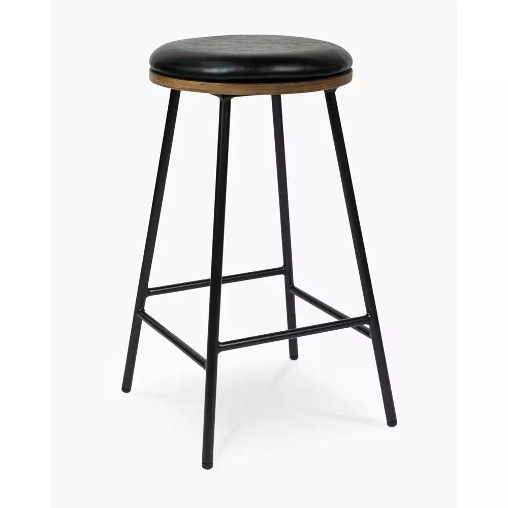 Bar Stool PVC Padded Black