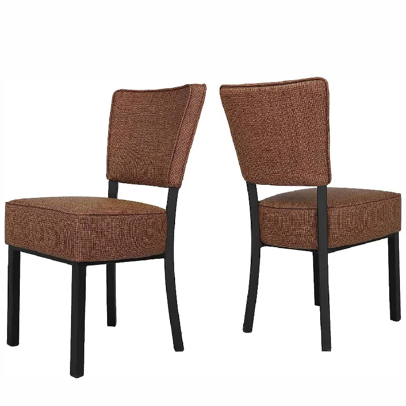 Set of 2 Kitchen Dining Chairs PU Leather Side Chairs with Soft Cushion, Brown