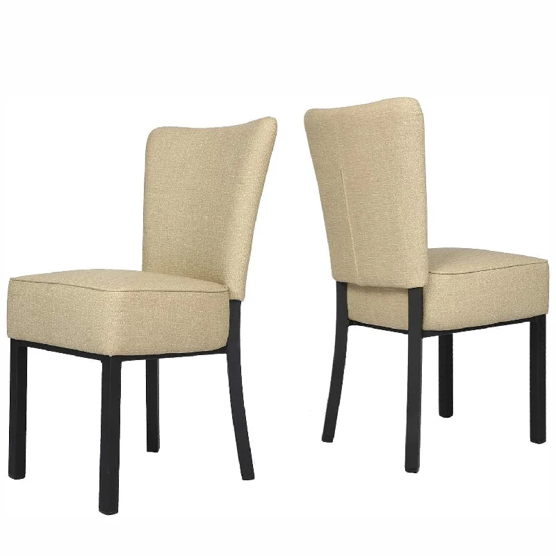 Set of 2 Modern Dining Chairs PU Leather Side Chairs with Soft Cushion, Beige