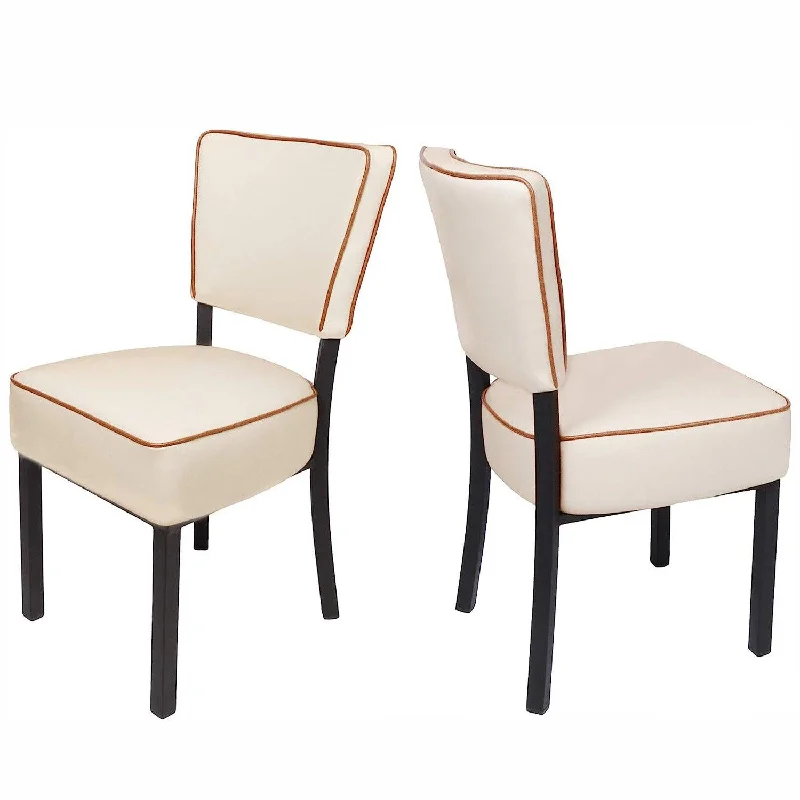 Set of 2 Leather Side Chairs Kitchen Dining Chairs with Upholstered and Backrest, Beige