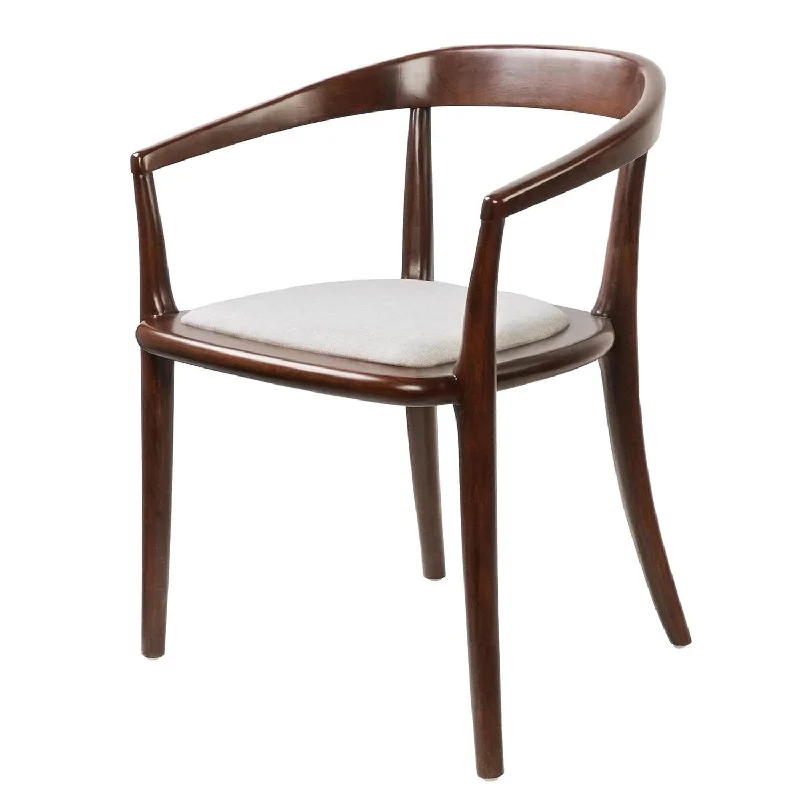 Mid-Century Modern Dining Chair Beech Wood Upholstered Side Chair with Armrest Fully Assembled