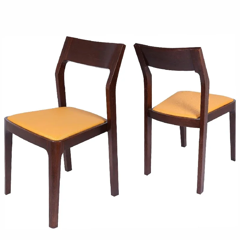 Set of 2 Dining Chairs Mid-Century Modern Upholstered Side Chairs with Beech Wood Frame