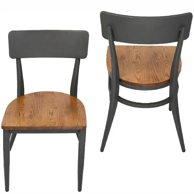 Set of 2 Mid-Century Modern Wooden Dining Chairs Metal Solid Wood Kitchen Chair, Open π Back