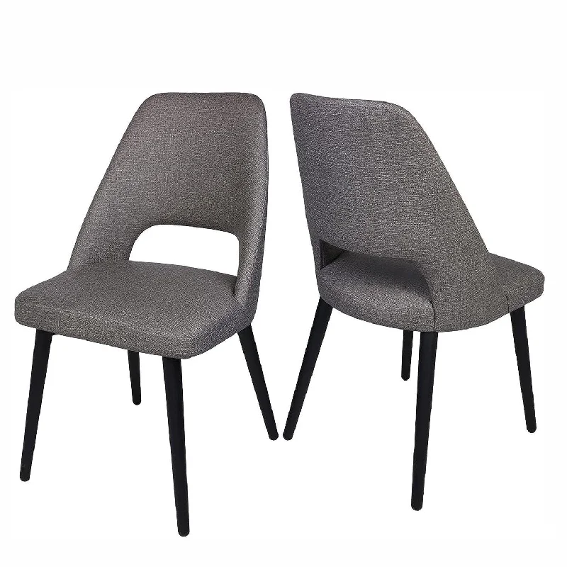 Set of 2 Modern Dining Room Chairs Upholstered Side Chairs with Soft PU Leather Seat Backrest, Gray