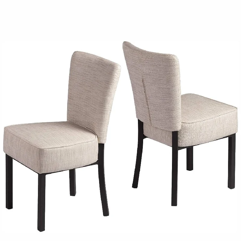 Set of 2 Upholstered Dining Chairs PU Leather Modern Dining Room Chairs, Cream