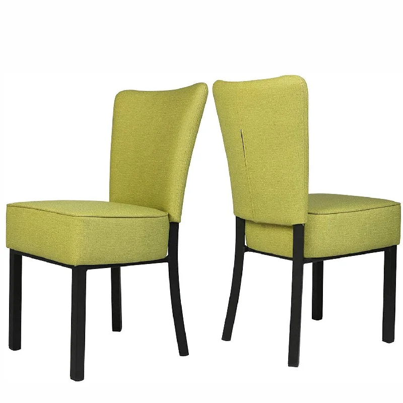 Set of 2 Modern Dining Chairs PU Leather Side Chairs with Soft Cushion, Green