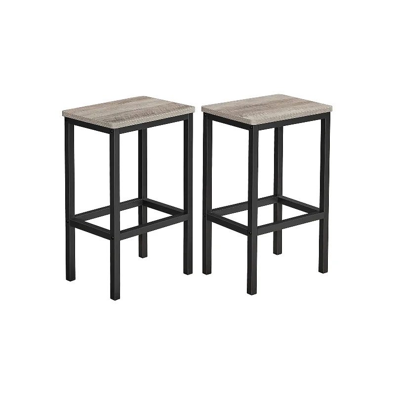 Set of 2 Bar Chairs with Footrest