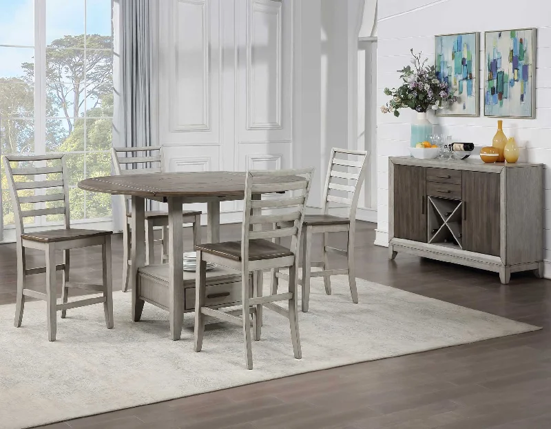 Abacus 5-Piece Counter Drop-Leaf Dining Set(Table & 4 Chairs)