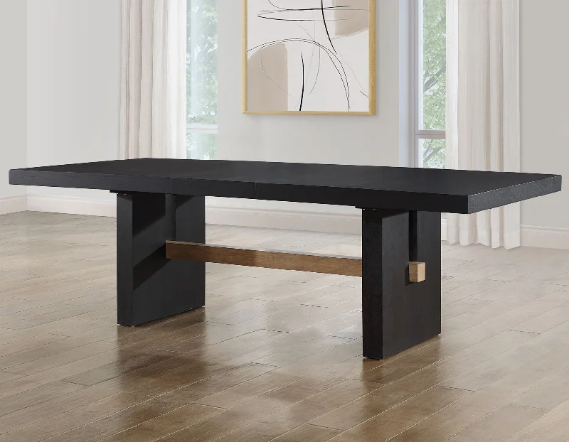 Aubrey 78-96″ Table w/18-inch Leaf, Black