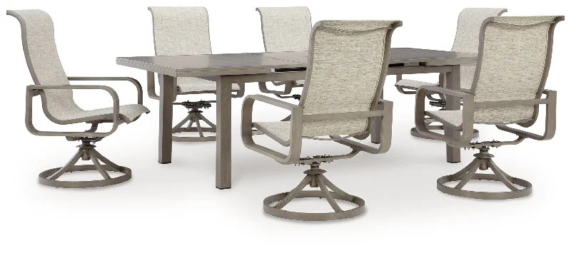 Beach Front Outdoor Dining Table and 6 Chairs in Beige