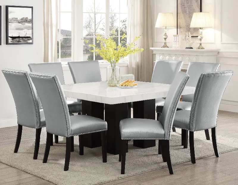 Camila 5-Piece Square Marble Top Dining(Table & 4 Side Chairs)