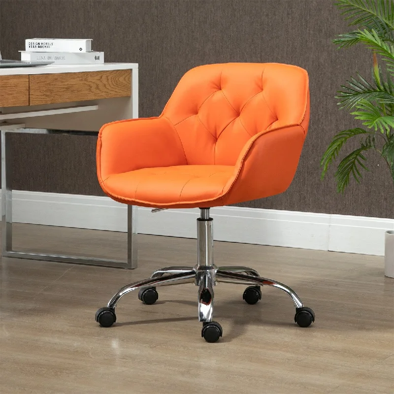 Computer Task Chair Faux Leather Chair 360° Swivel Height Adjustable