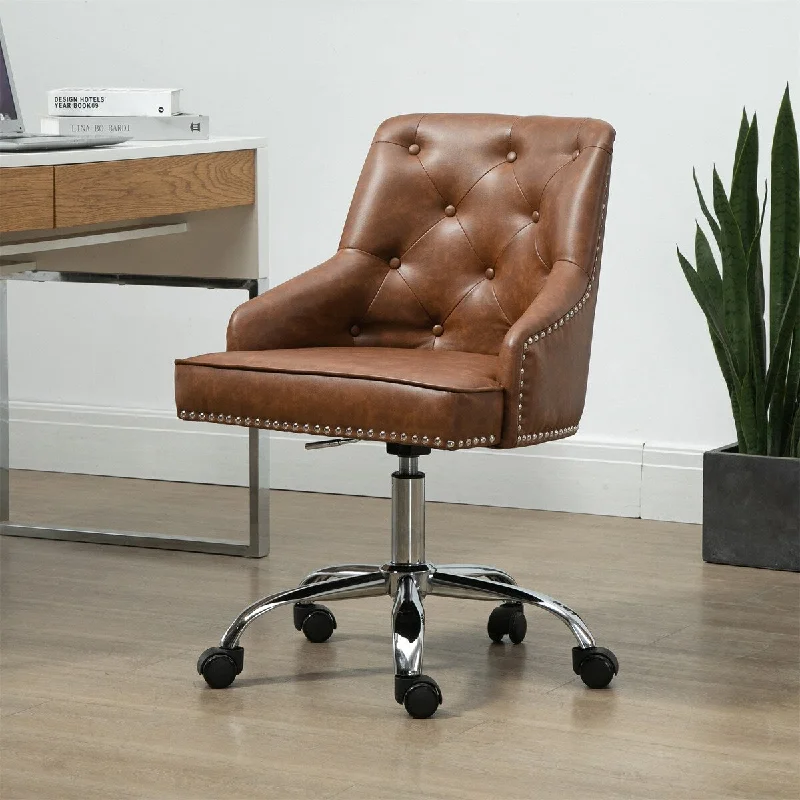 Computer Task Chair Faux Leather Chair 360° Swivel Height Adjustable