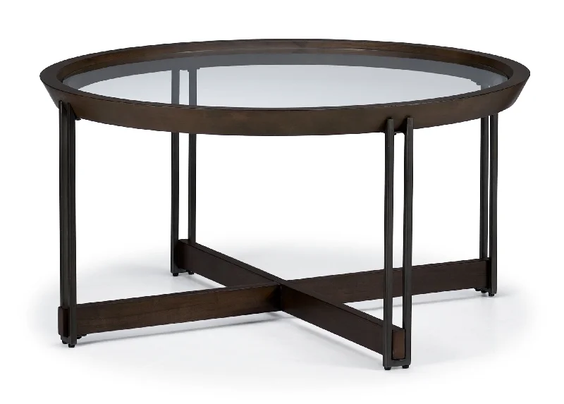 Elora 36" Round Coffee Table - Walnut and Tarnished Silver Finish