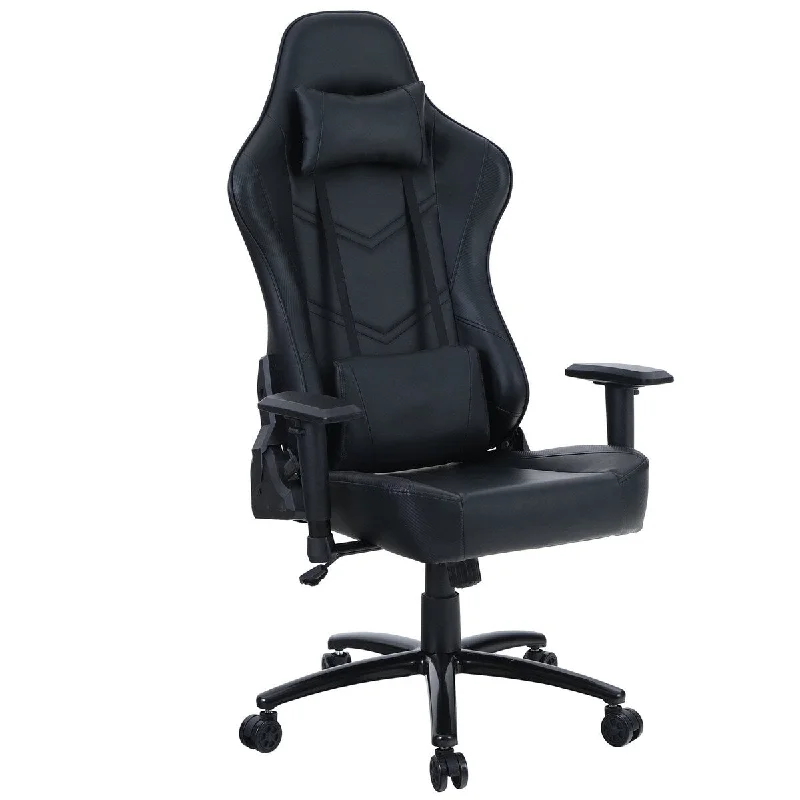 Gaming Racing Computer Chair Reclining Ergonomic Leather Chair Adjustable Headrest and Lumbar Pillow 350lbs,Black