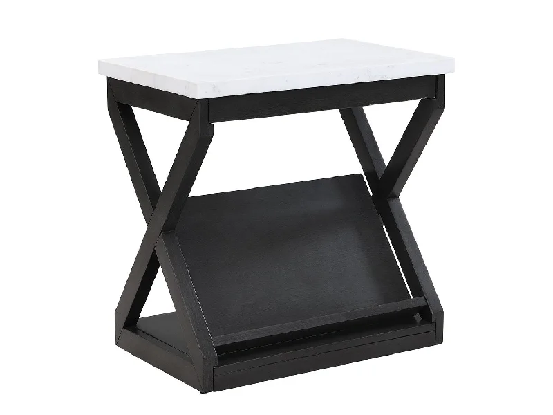 Hadyn End Table - Marble & Dark Grey