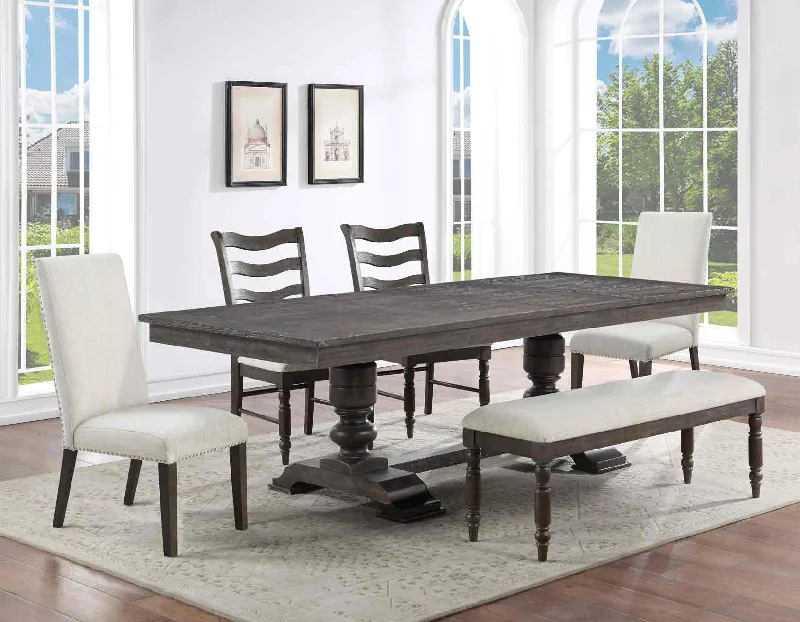 Hutchins 6-Piece Dining Set, Upholstered Chairs(Table, 4 Side Chairs & Bench)