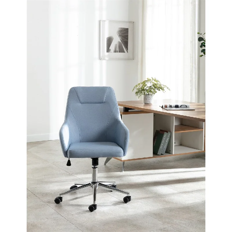 Linen Upholstered Swivel Adjustable Height Highback Homeoffice Task Chair