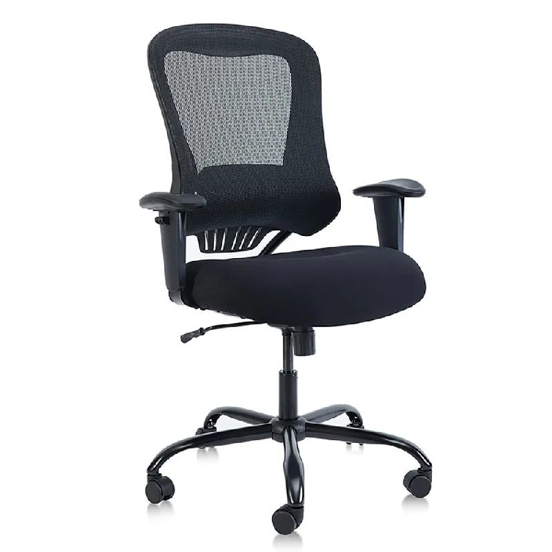 Lulo 24 in Executive Chair with Adjustable Back & Lumbar Support, 350 lb. Capacity, Black