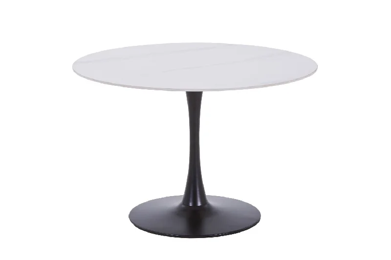 Nyla Sintered Stone Round Dining Table- White, Black